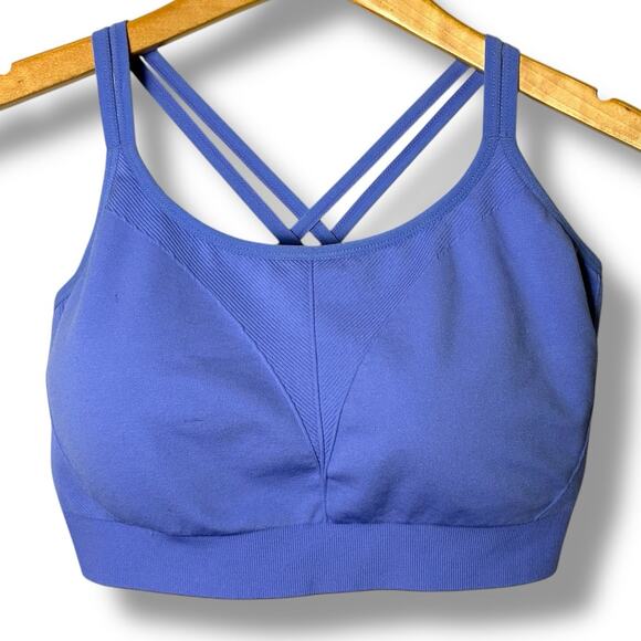 Soma Bra Sz XXL Sport Seamless Strappy Periwinkle Blue Removable Pads Back Close - Picture 1 of 4